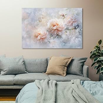 Amazon.co.jp: 絵画 柔らかな牡丹の花の絵 アートパネル